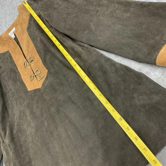Worth 100% GENUINE LEATHER Shell Brown Tunic Shirt - Size P (6/8) - Picture 7 of 9